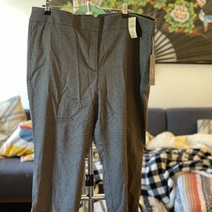 LOFT Gray with Black Embroidered Polka Dots Suit Pants